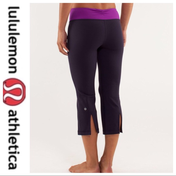 💕SALE💕 Lululemon Crop & Gather Black Purple Band - Picture 2 of 8